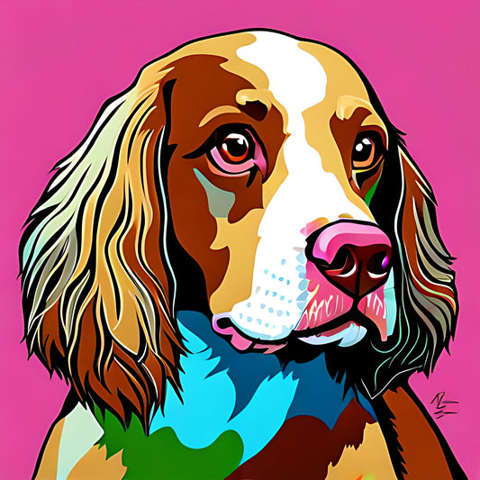 Pop Art Pets Spaniel Dog 99 Colours High Detail Cross Stitch Digital Download Chart Only Fanatsy Theme